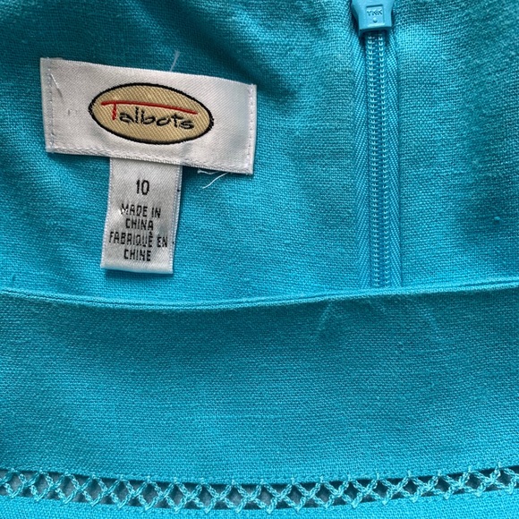 Talbots Linen Turquoise Dress Sz 10 - Picture 5 of 5